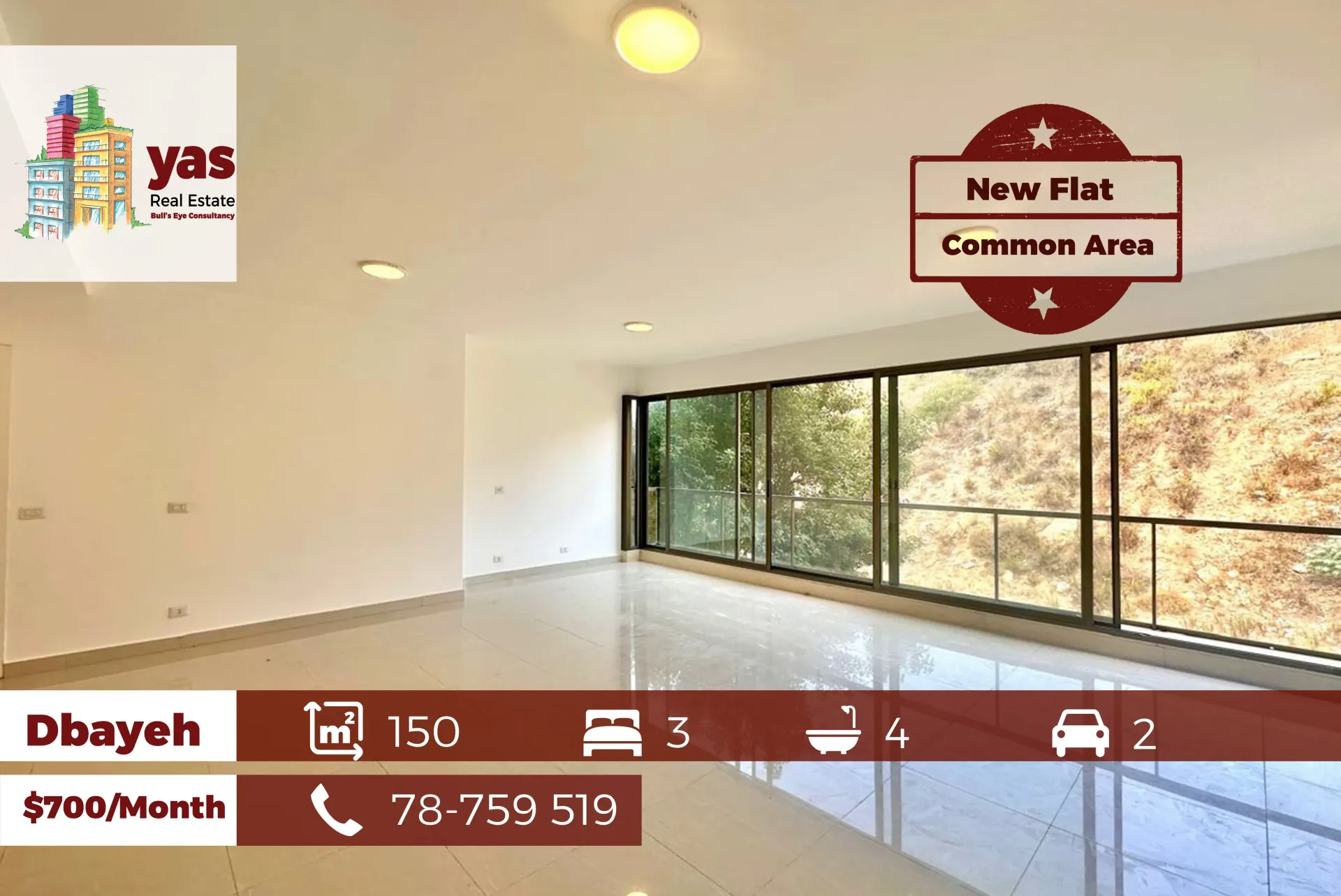 Apartment for Rent in Dbayeh - 3 bed, 4 bath