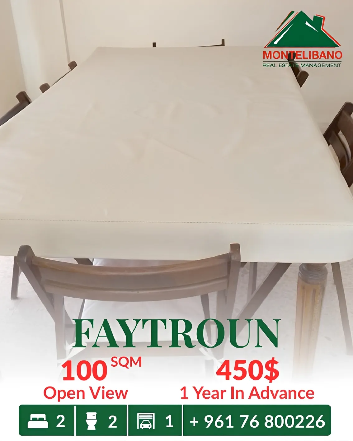 Apartment for rent in Faitroun, Lebanon