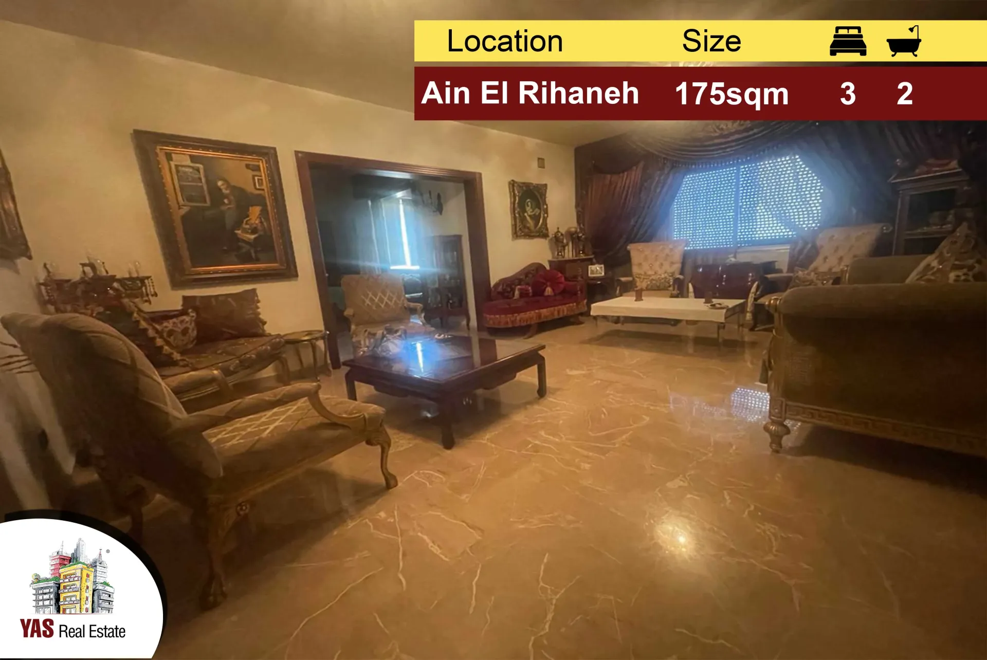 Apartment for Sale in Ain El Rihaneh - 3 bed, 2 bath