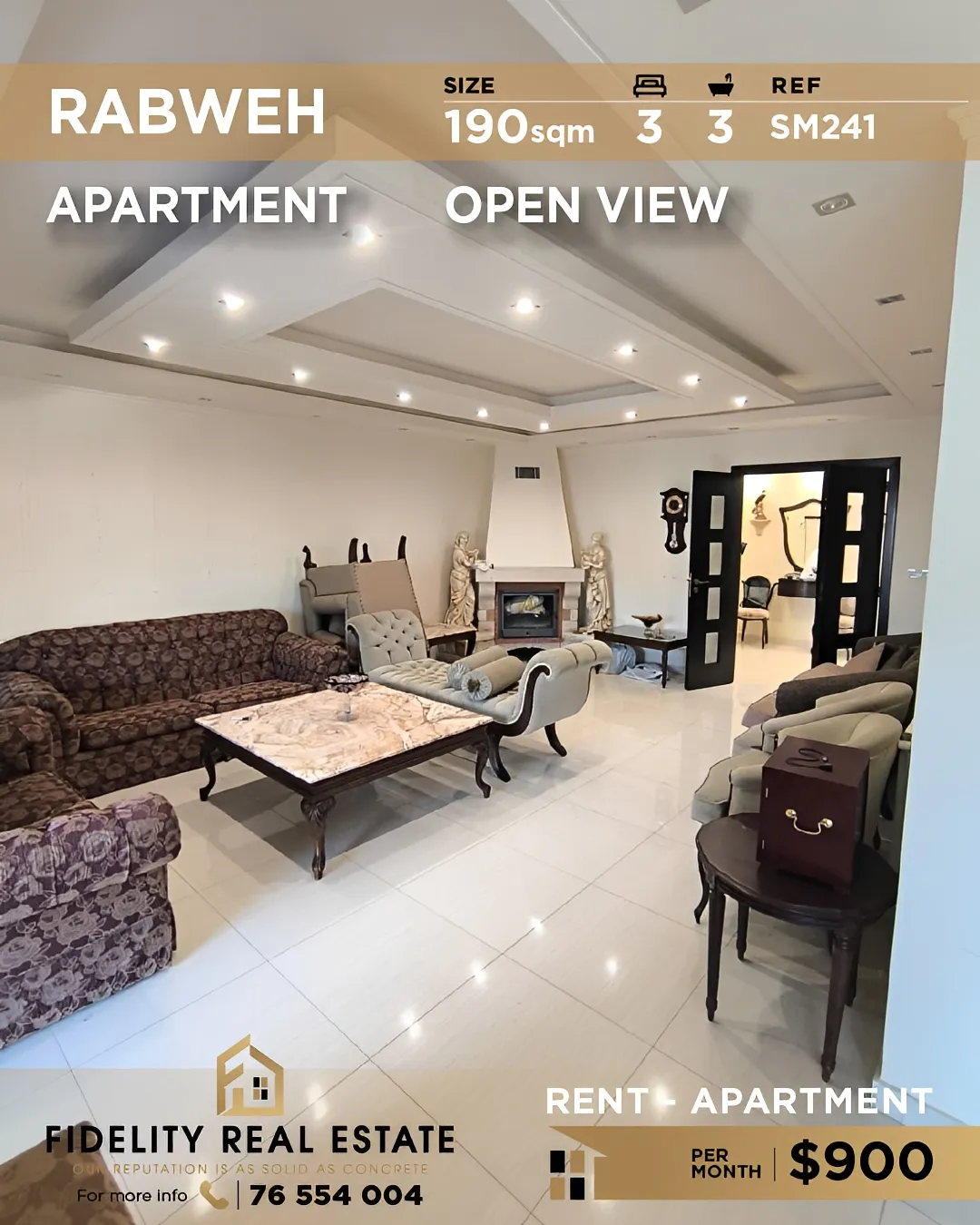 Apartment for rent in Rabweh, Bayrut, Lebanon - 3 bed, 3 bath