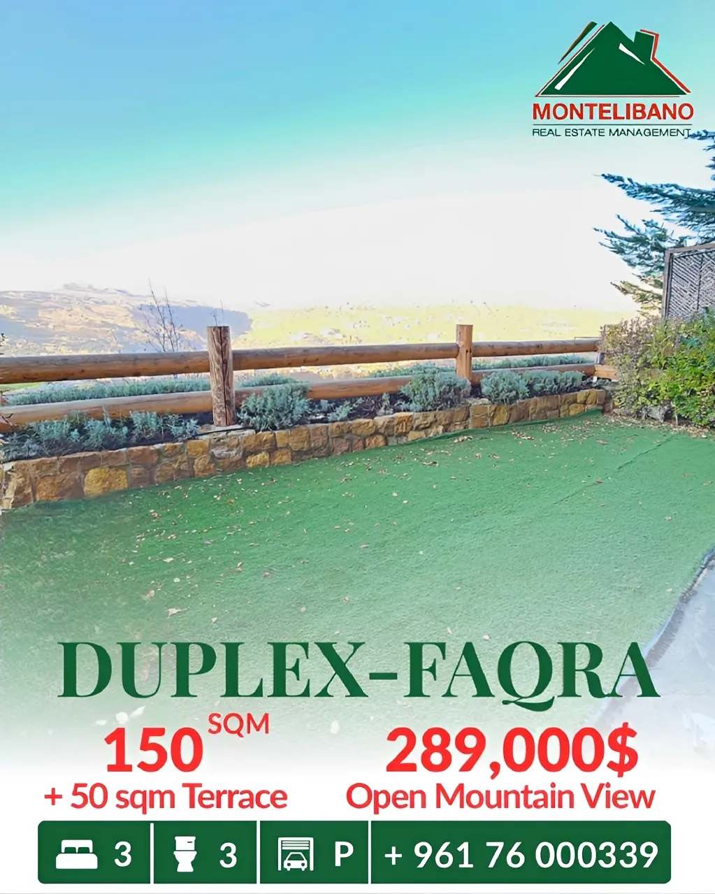 Duplex for sale in Faqra, Lebanon