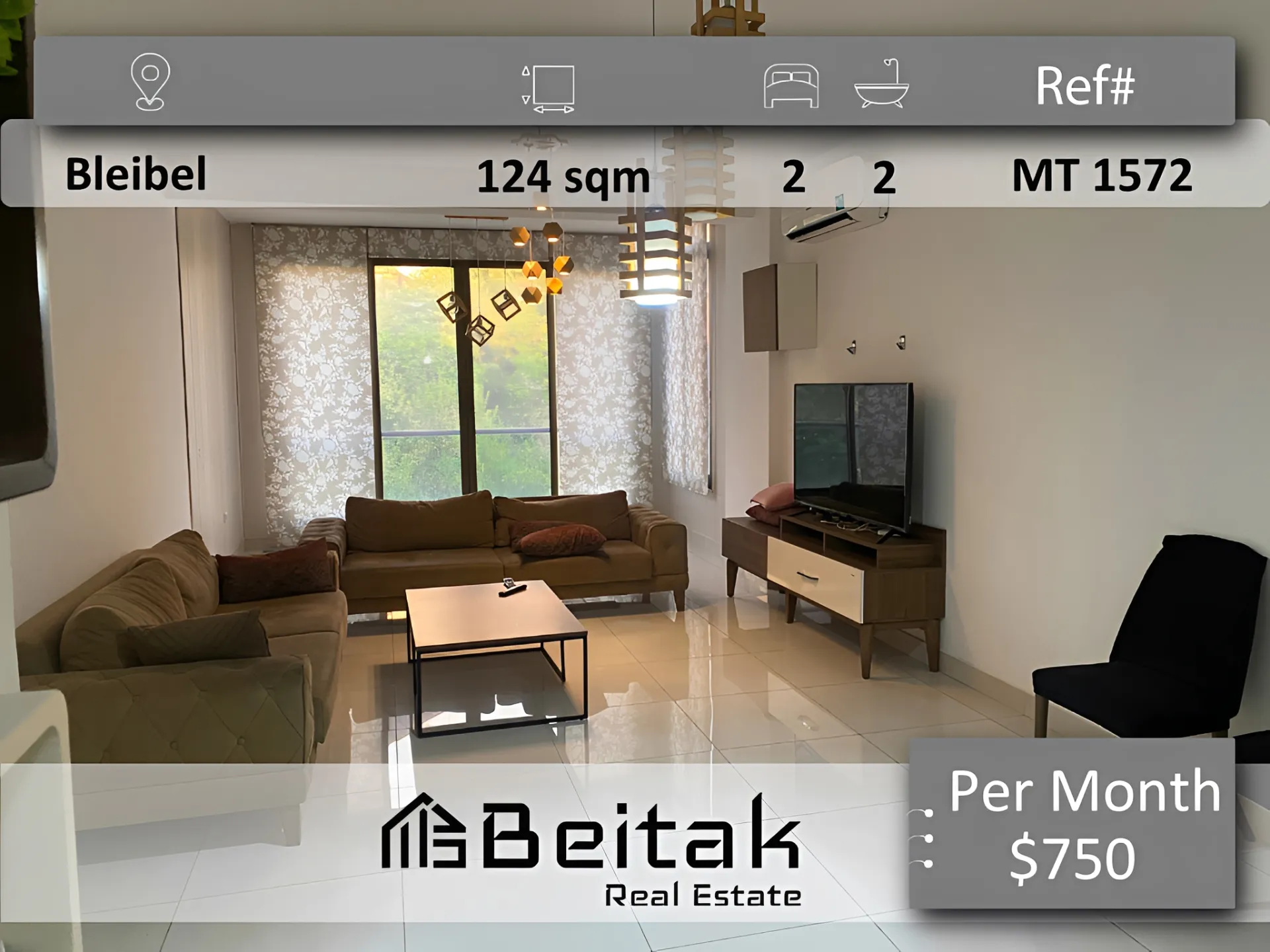 Apartment for rent in Bsaba, lebanon - 2 bed, 2.0 bath