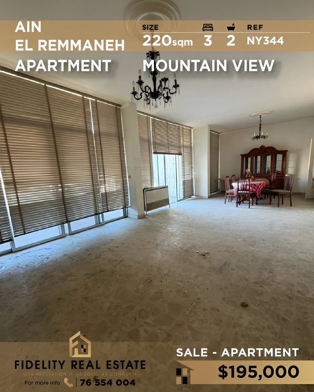 Apartment for sale in Ain El Remmaneh, Lebanon - 3 bed, 2 bath