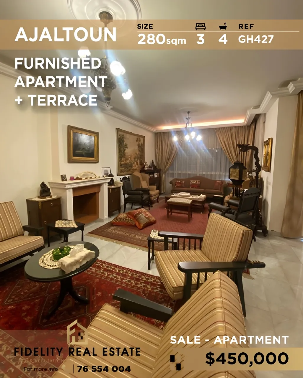 Apartment for sale in Ajaltoun, Lebanon - 3 bed, 4 bath