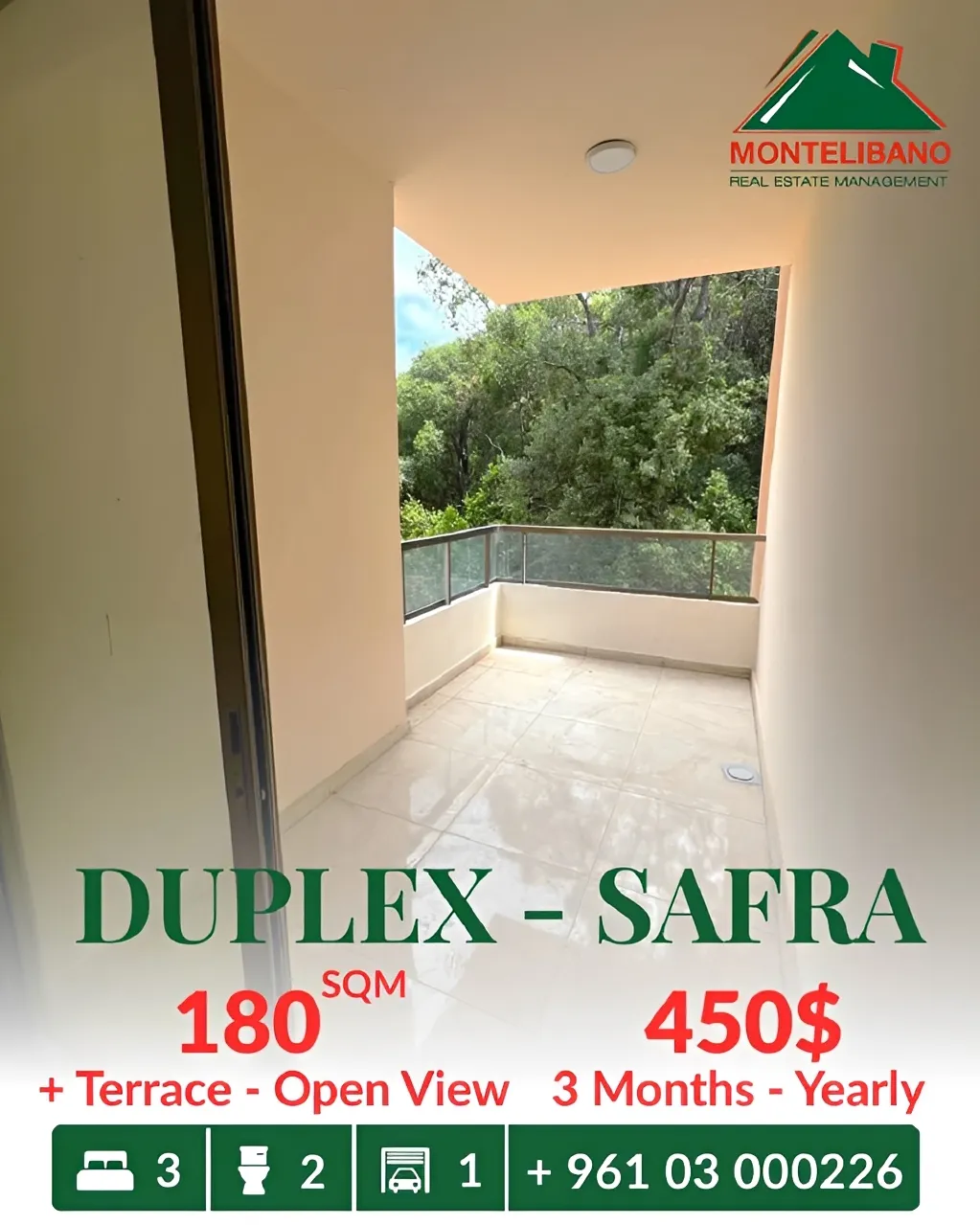 Duplex for rent in Safra, Lebanon - 3 bed, 2 bath