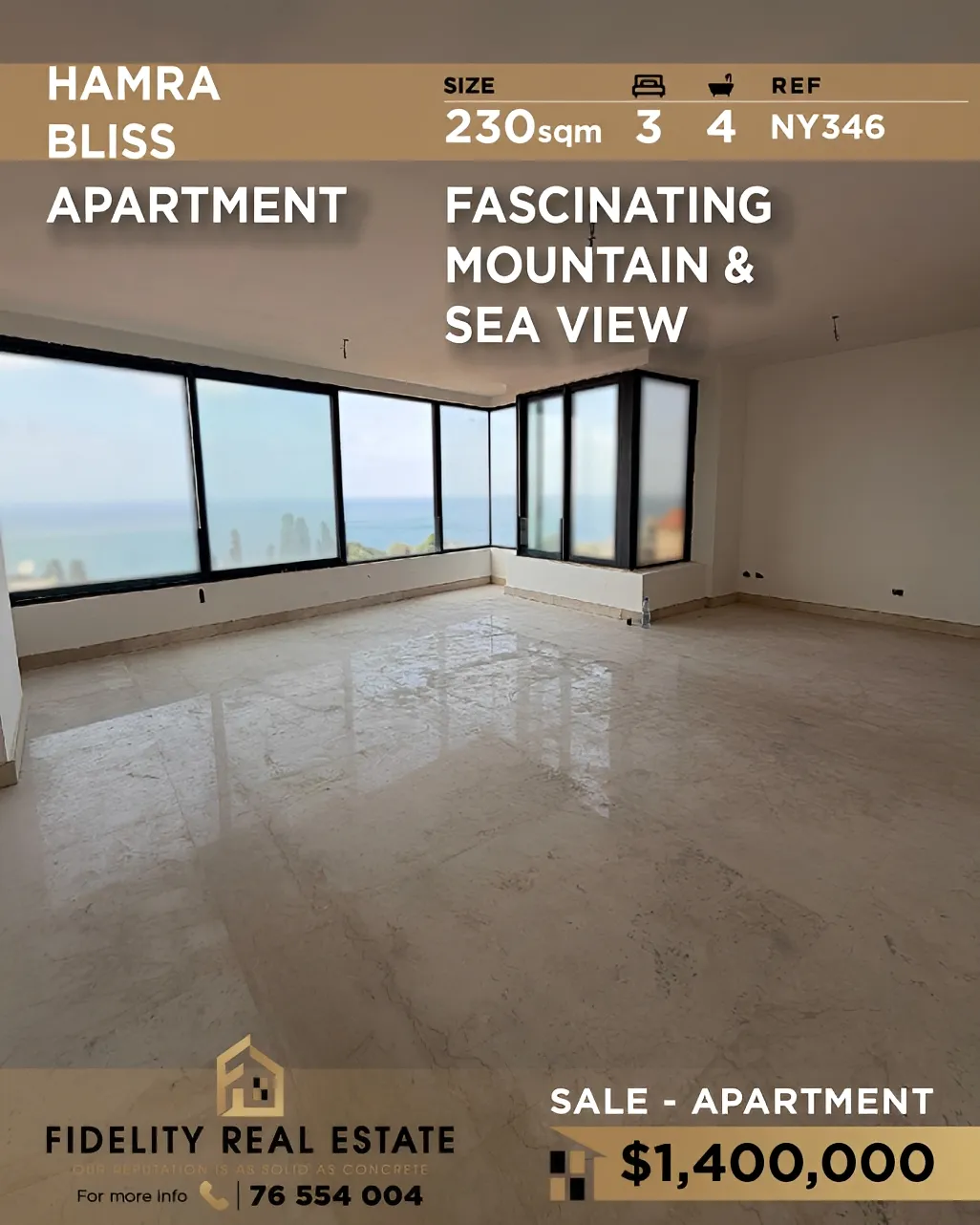 Apartment for sale in Hamra, Beirut, Lebanon - 3 bed, 4 bath