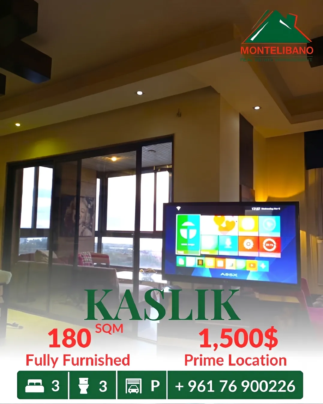 Apartment for rent in Kaslik, Lebanon