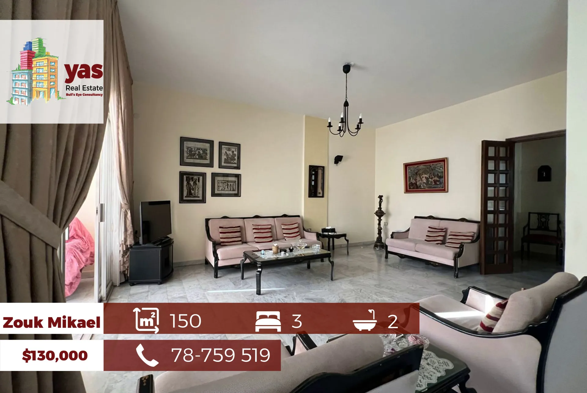 Apartment for Sale in Zouk Mikael - 3 bed, 2 bath