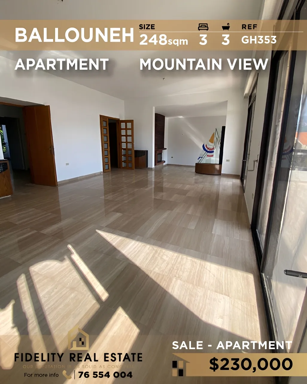 Apartment for sale in Ballouneh, Lebanon - 3 bed, 3 bath