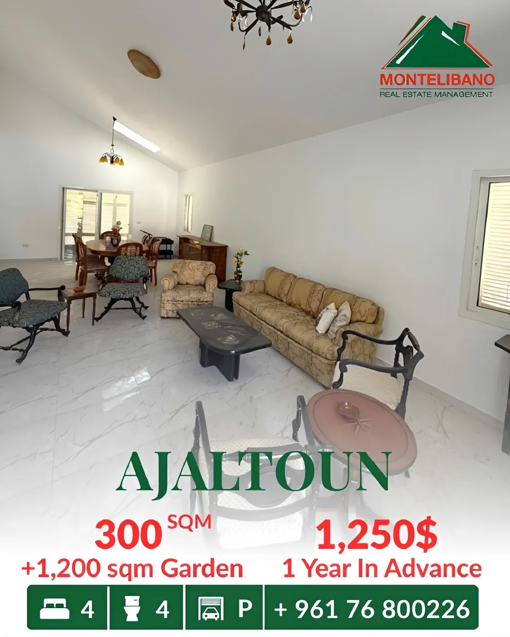 Apartment for rent in Ajaltoun, Lebanon