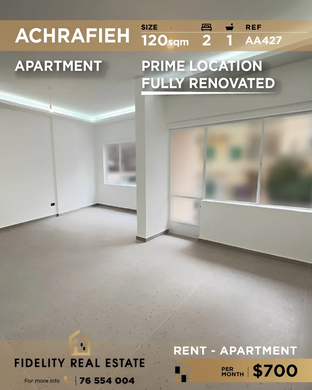 Apartment for rent in Achrafieh, Beirut, Lebanon - 2 bed, 1 bath