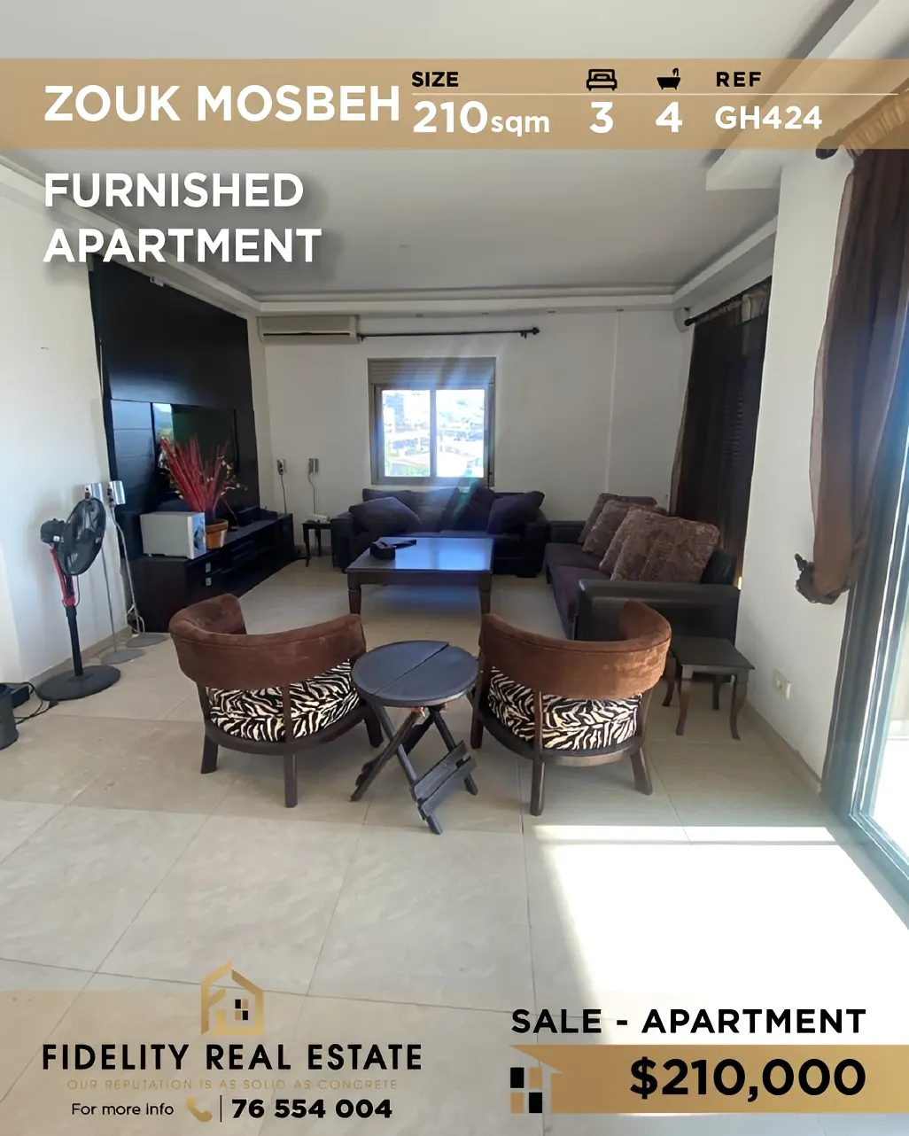 Apartment for sale in Zouk Mosbeh, Lebanon - 3 bed, 4 bath