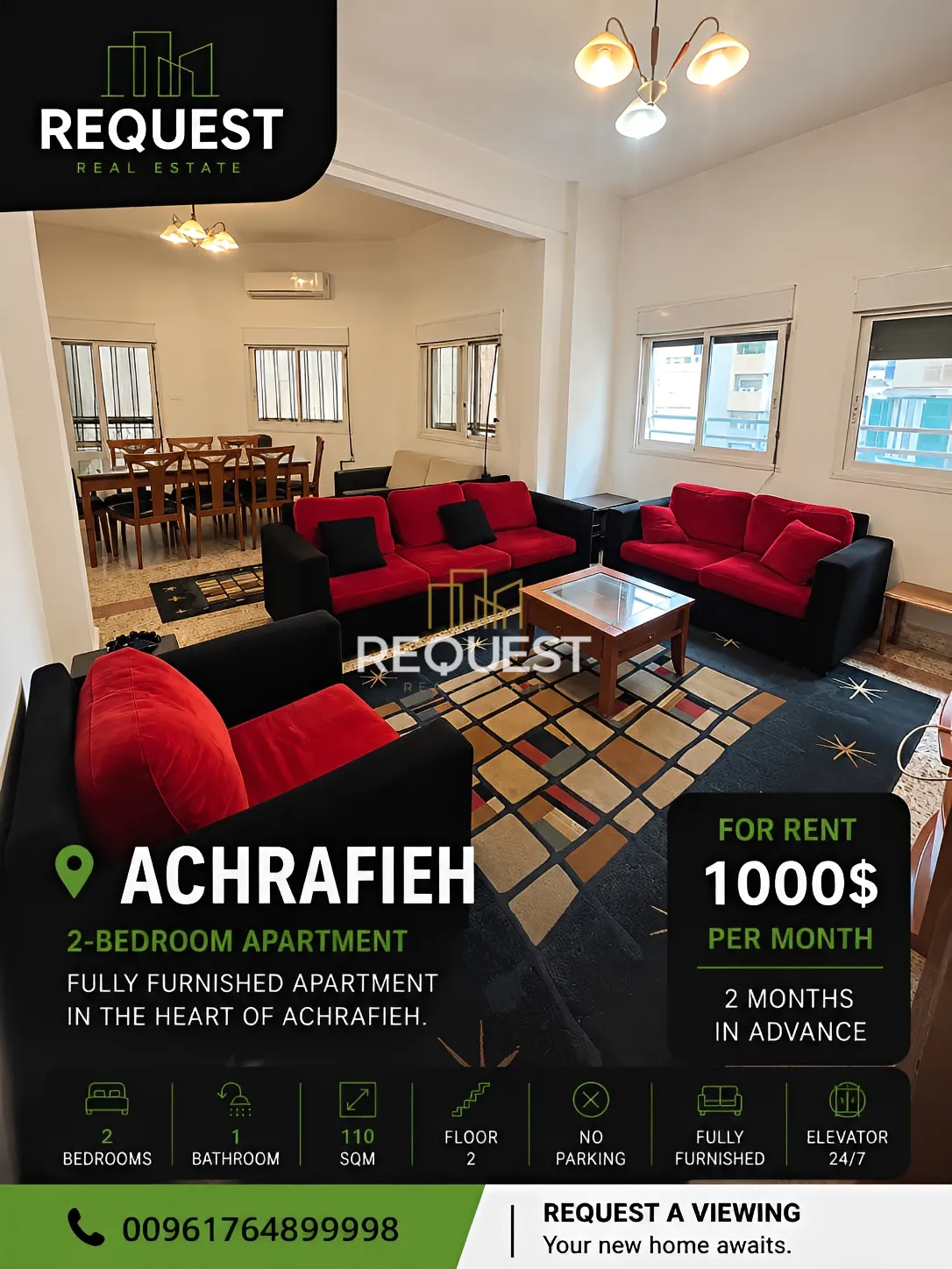Apartment for rent in Achrafieh, beirut, lebanon - 2 bed, 1.0 bath
