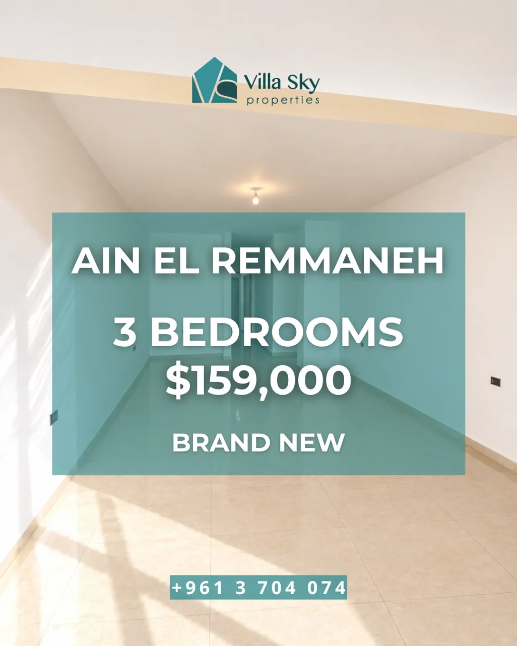 Apartment for sale in Ain El Remmaneh, Lebanon - 3 bed, 2 bath