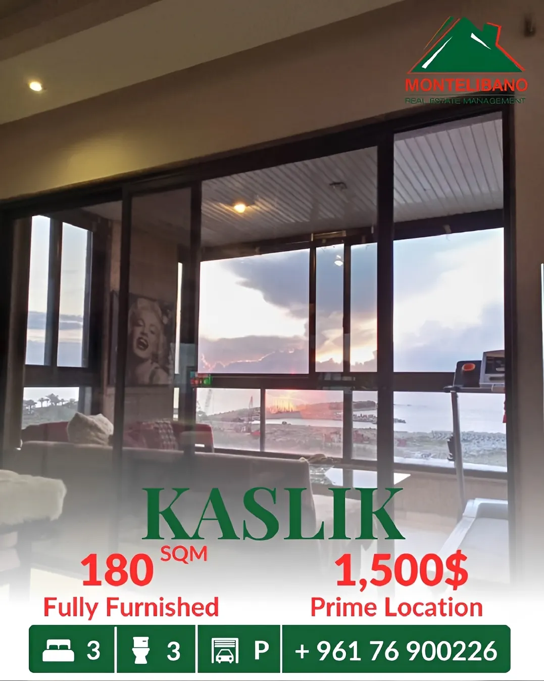 Apartment for rent in Kaslik, Lebanon - 3 bed, 3 bath