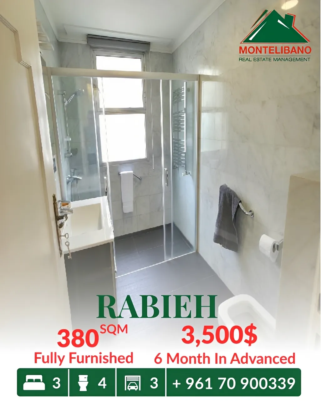 Apartment for rent in Rabieh