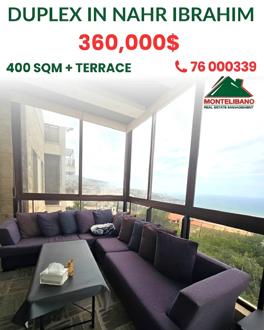 Duplex for sale in Nahr Ibrahim, Lebanon