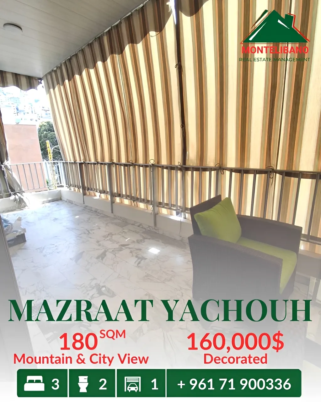 Apartment for sale in Mazraat Yachoua, Lebanon