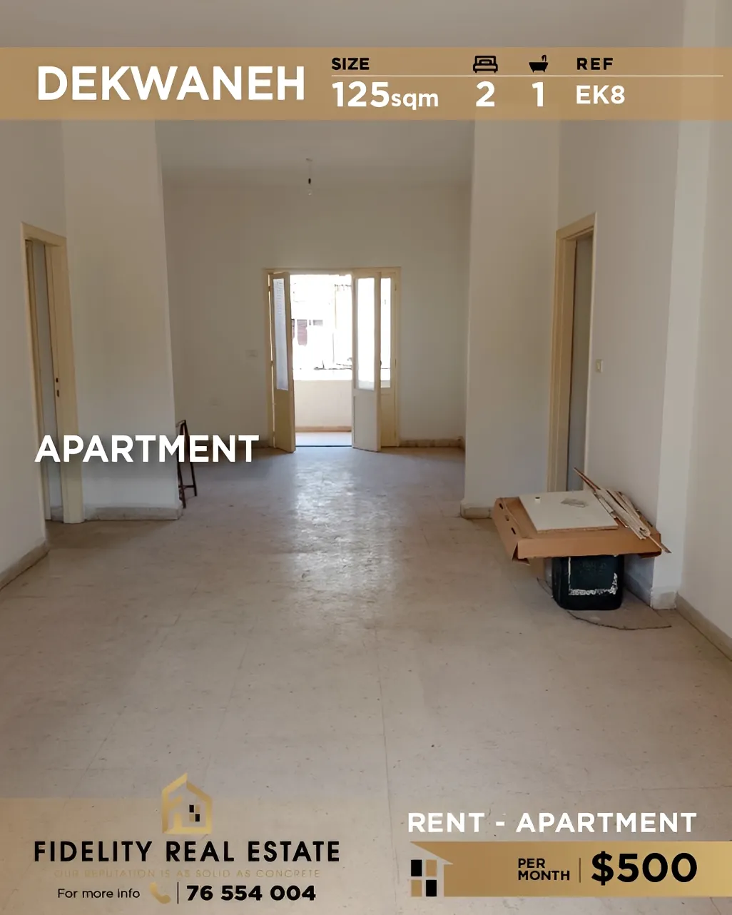 Apartment for rent in Dekwaneh, Lebanon - 2 bed, 1 bath