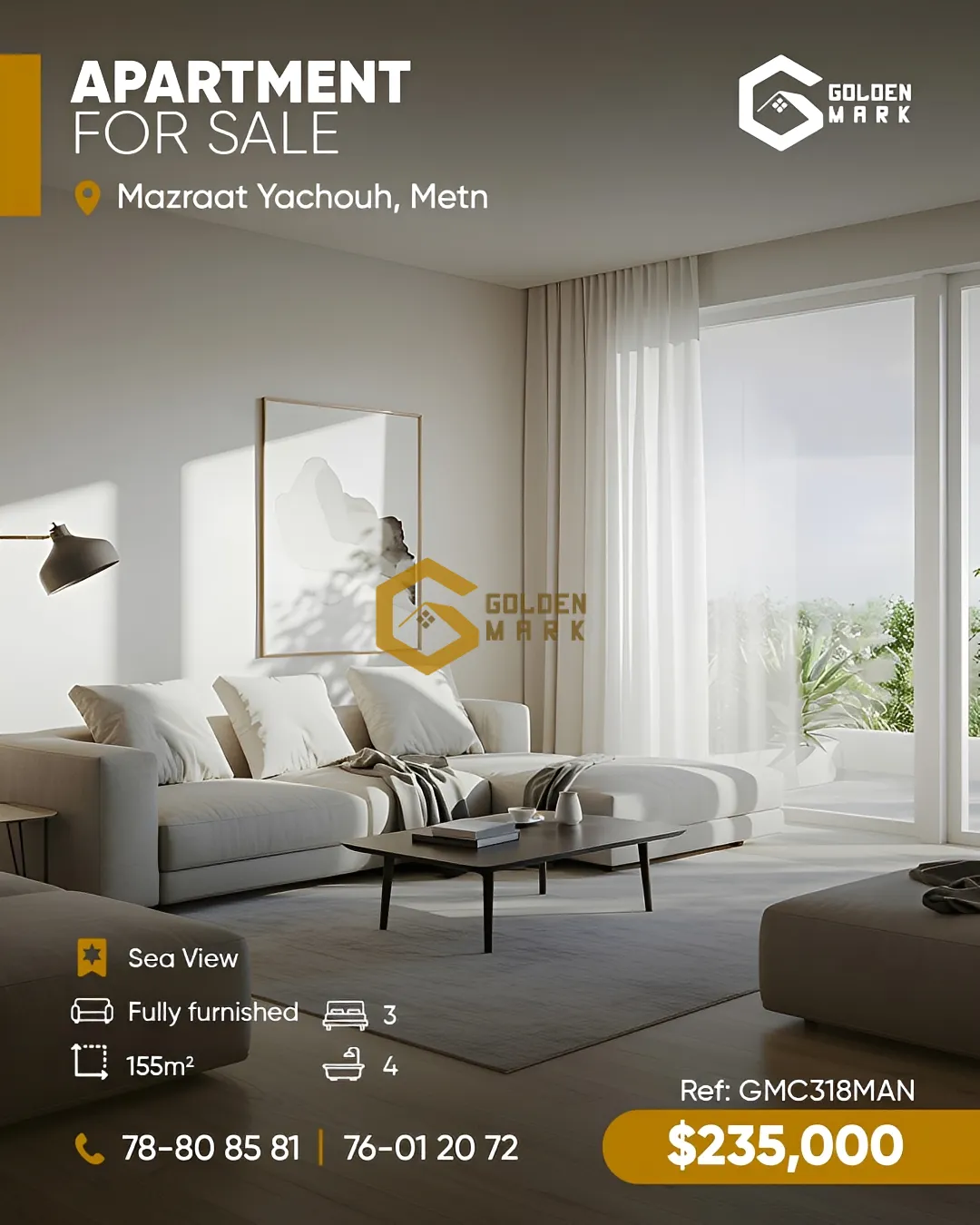 Apartment for Sale in Mazraat Yachoua