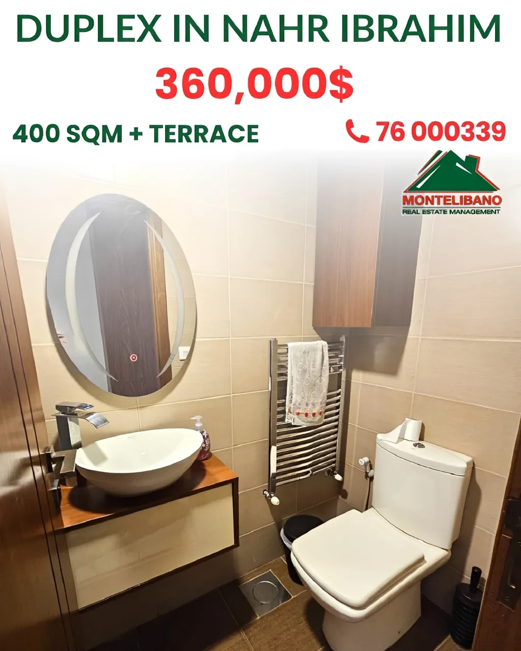Duplex for sale in Nahr Ibrahim, Lebanon