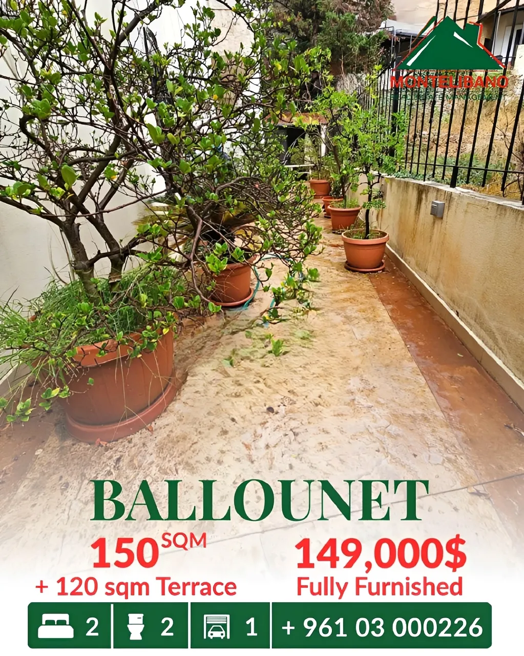 Apartment for sale in Ballouneh