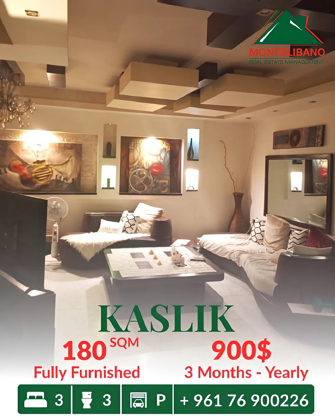 Apartment for rent in Kaslik, Lebanon