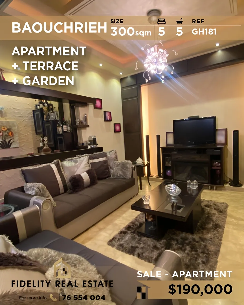 Apartment for sale in Baouchriyeh, Lebanon - 5 bed, 5 bath