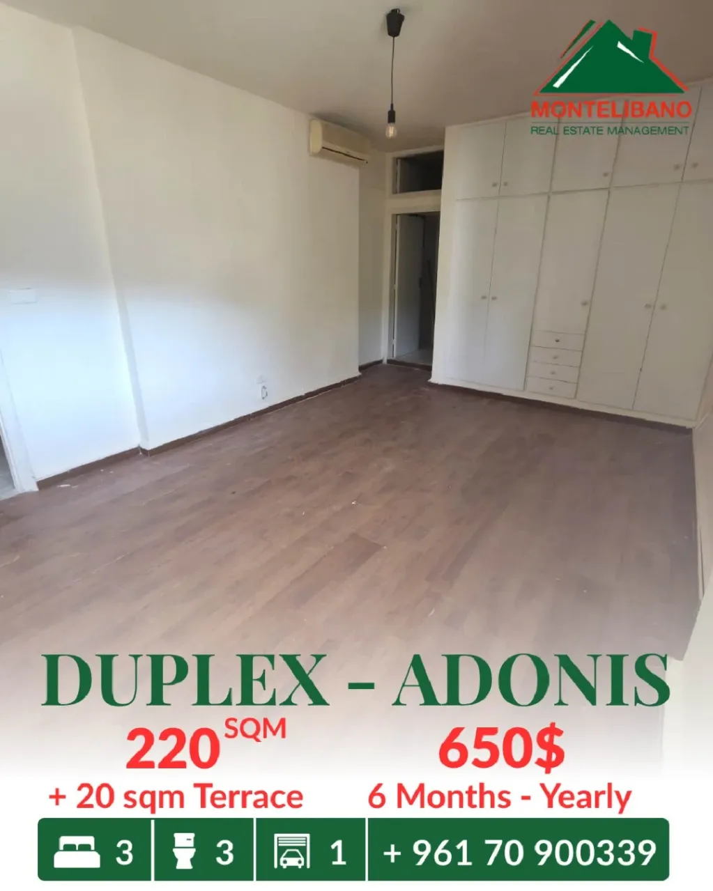 Duplex for rent in Adonis, Lebanon