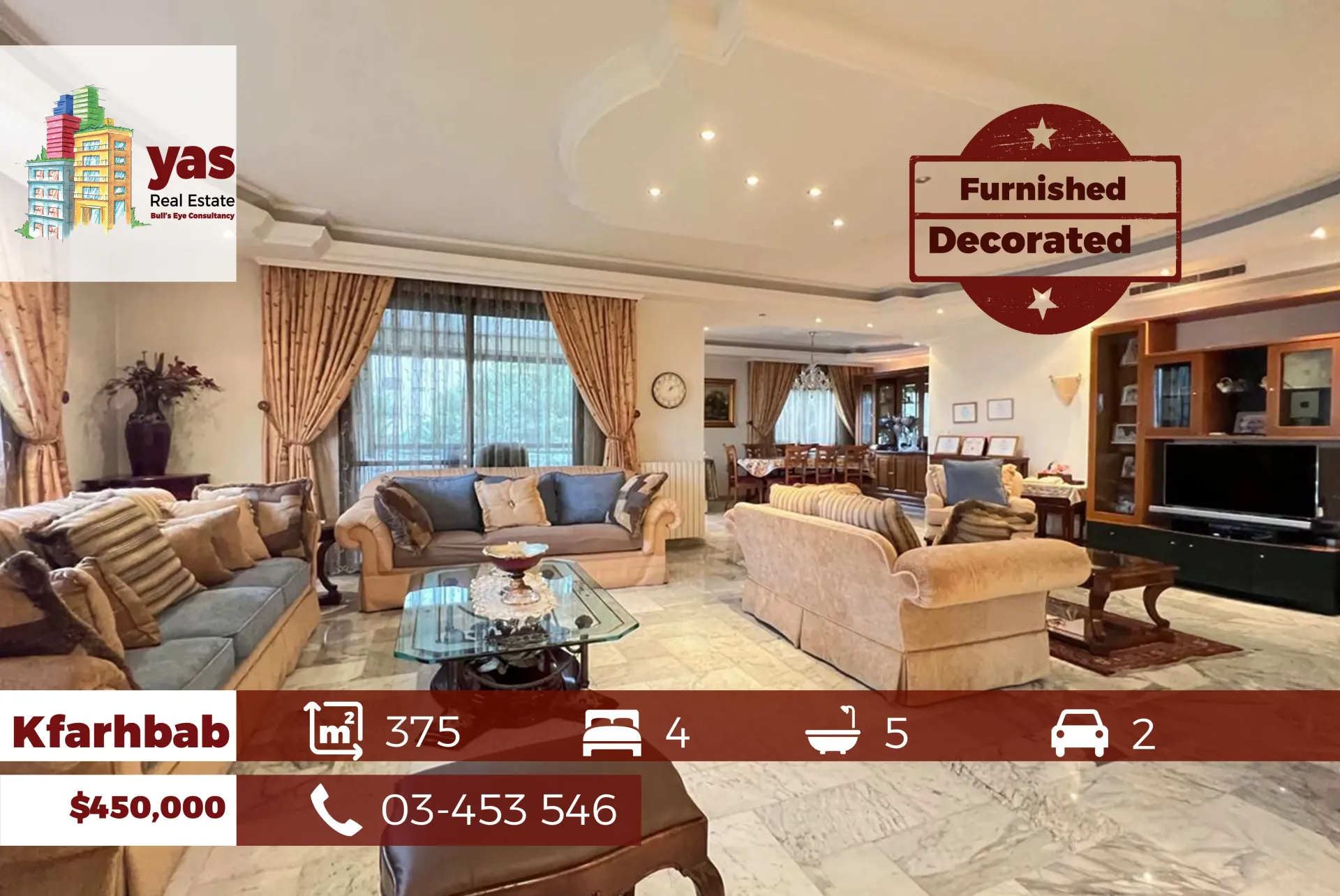 Apartment for Sale in Kfar Hbab - 4 bed, 5 bath