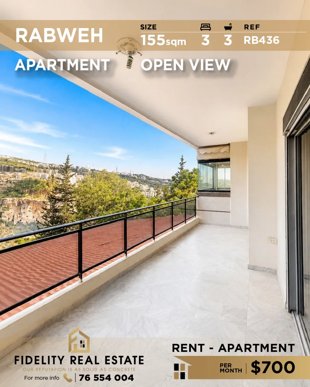 Apartment for rent in Rabweh, Bayrut, Lebanon