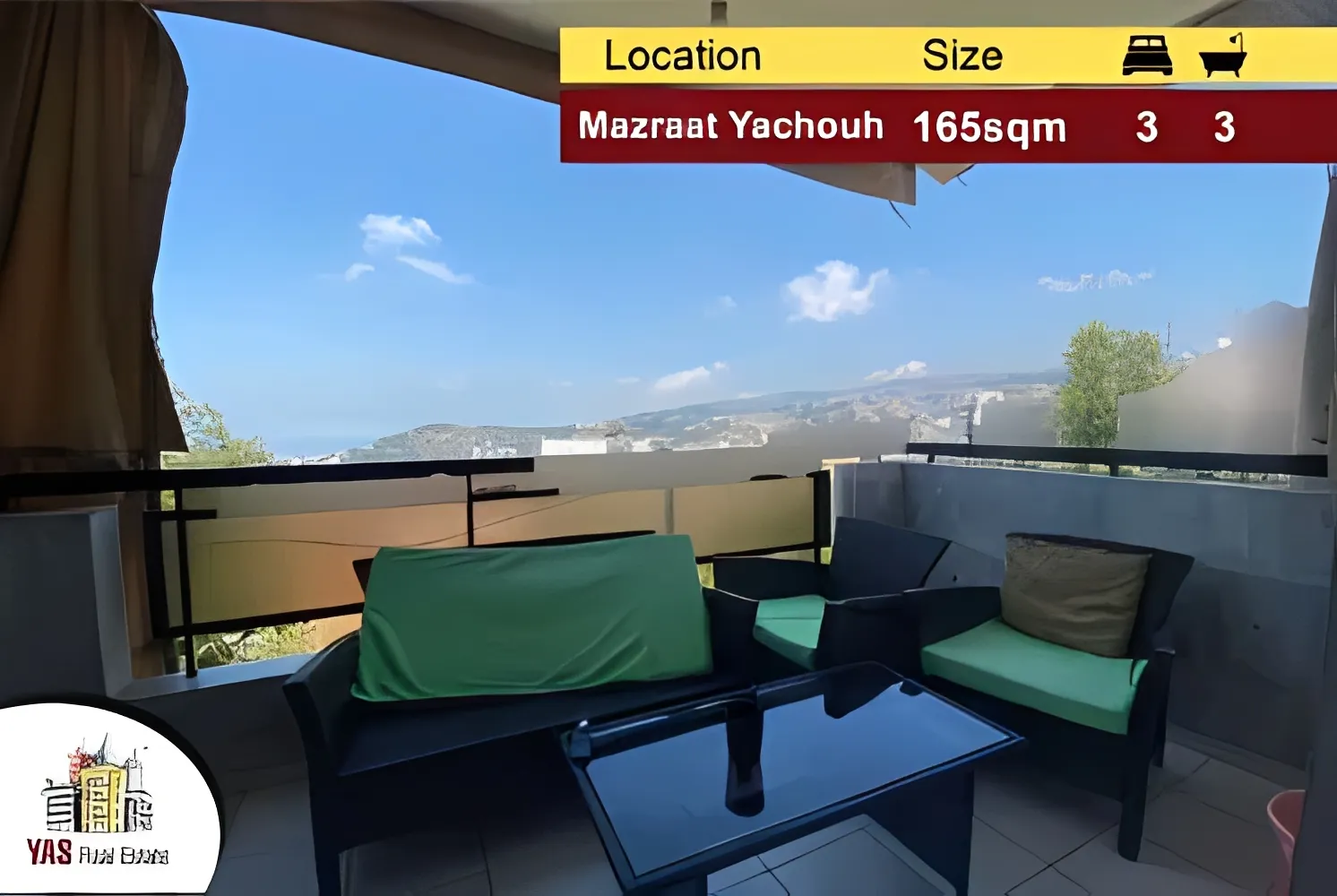 Apartment for Sale in Mazraat Yachou - 3 bed, 3 bath