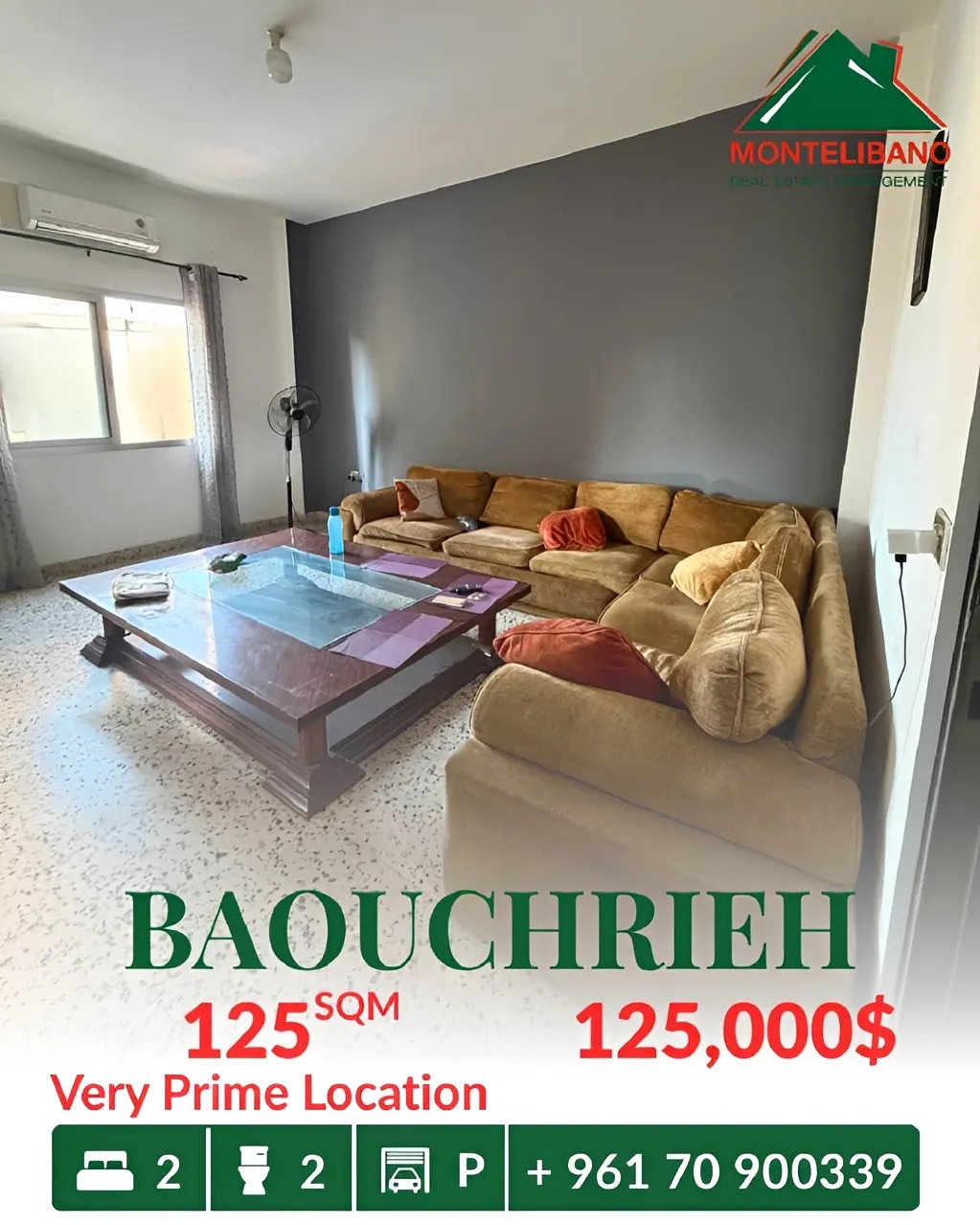 Apartment for sale in Baouchriyeh, Lebanon - 2 bed, 2 bath