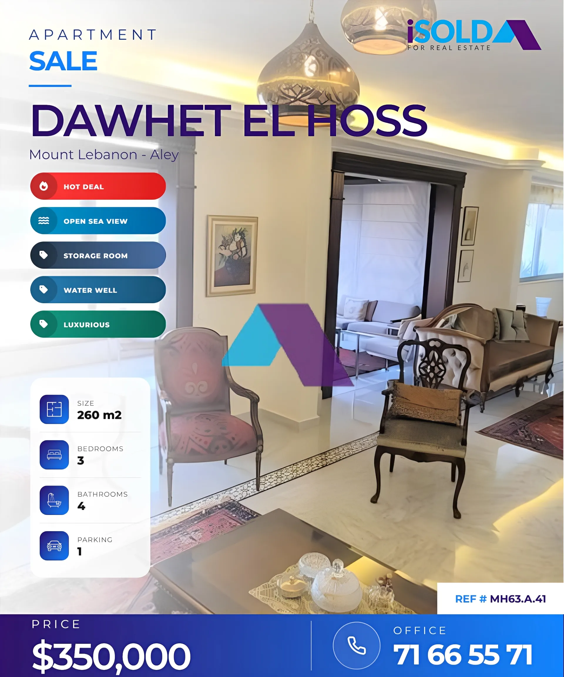 Apartment for Sale in Dawhet el Hoss - 3 bed, 4 bath