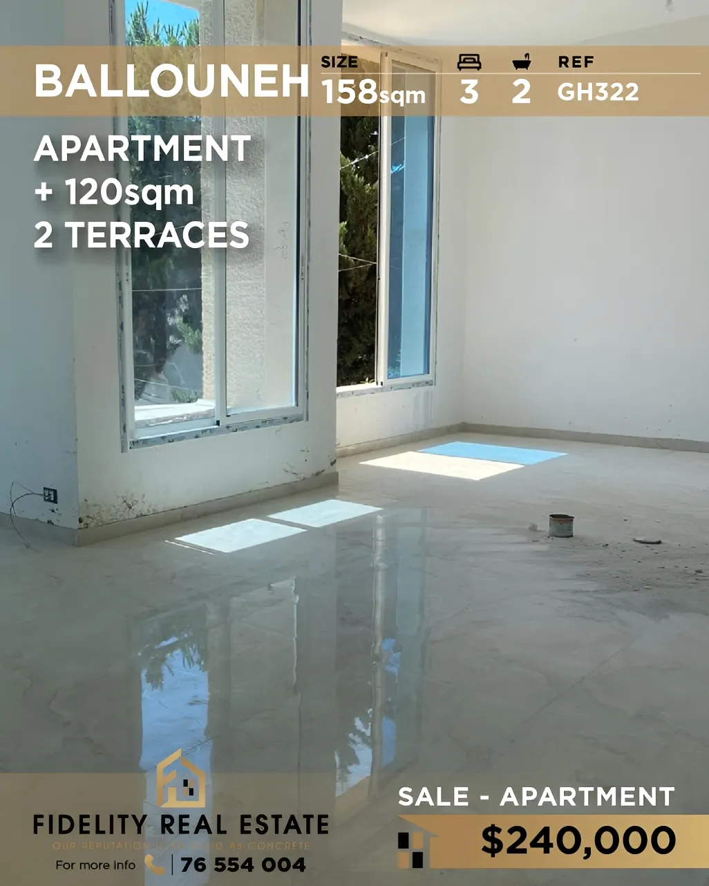 Apartment for sale in Ballouneh, Lebanon - 3 bed, 2 bath