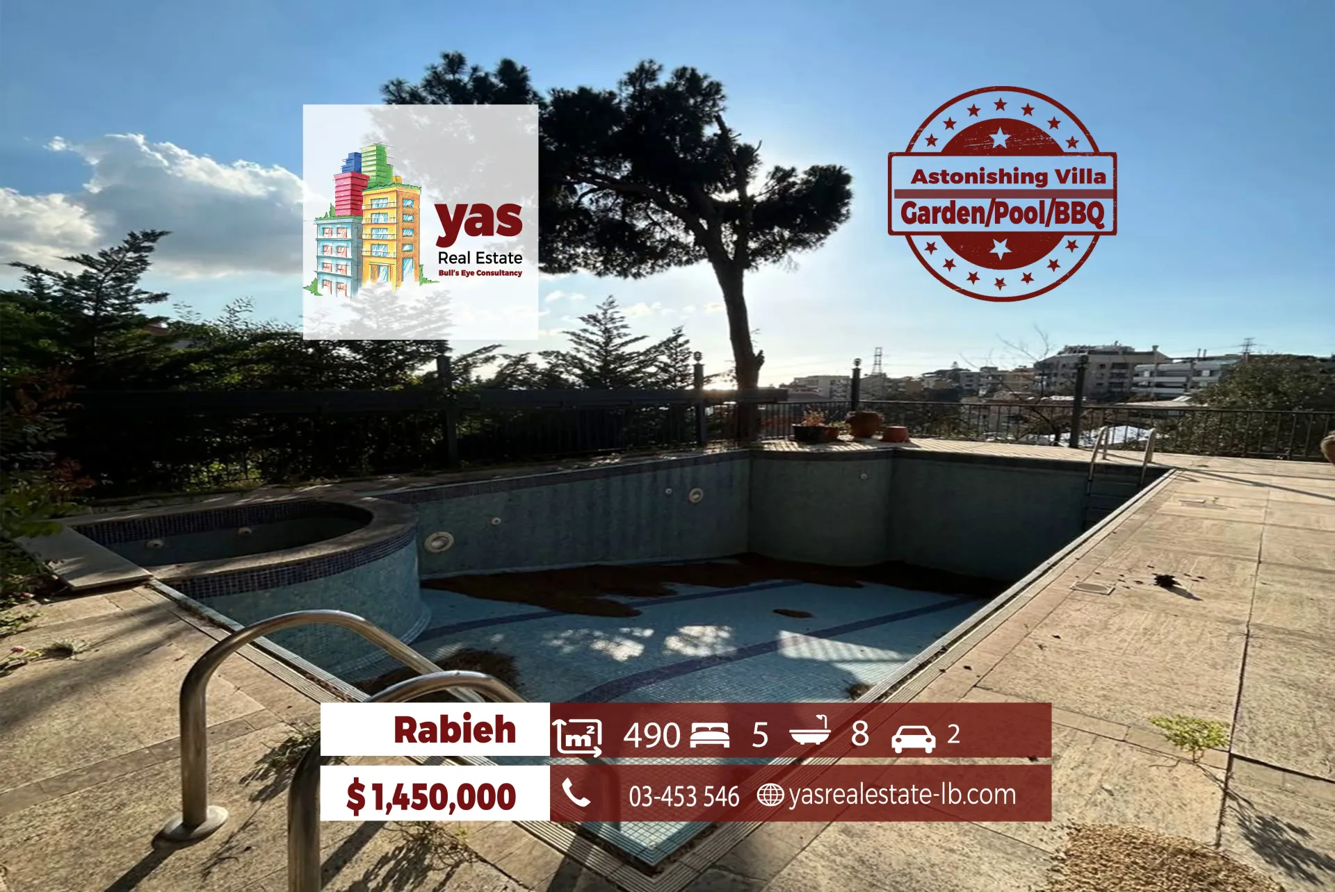 Villa for Sale in Rabieh - 5 bed, 8 bath