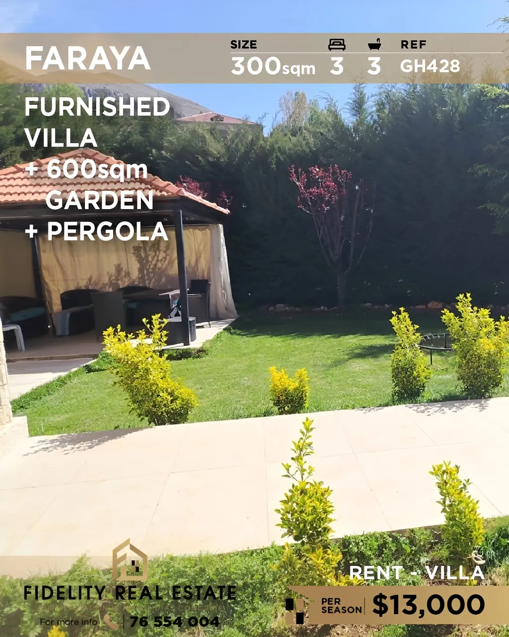 Villa for rent in Faraya, Lebanon - 3 bed, 3 bath