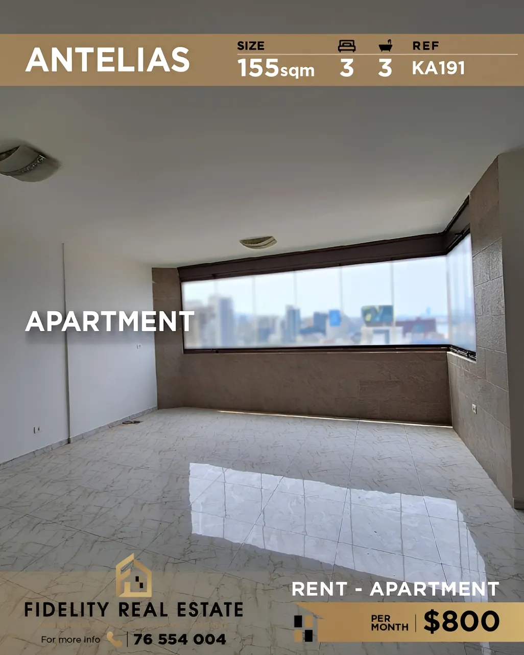 Apartment for rent in Antelias, Lebanon - 3 bed, 3 bath