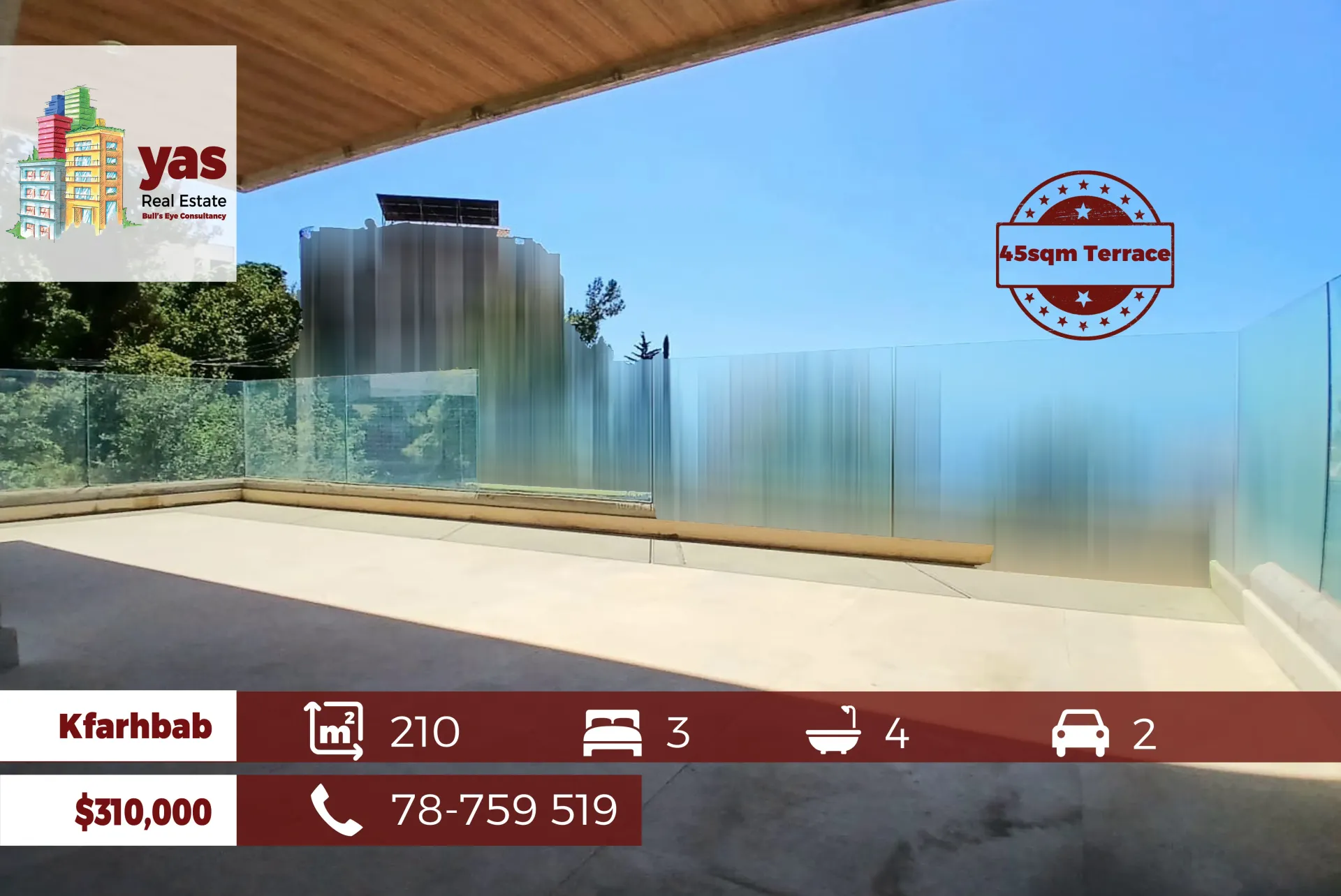 Apartment for Sale in Kfar Hbab - 3 bed, 4 bath