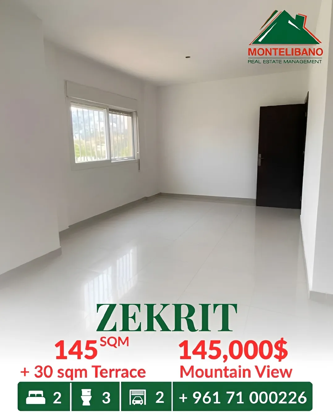 Apartment for sale in Zikrit, Lebanon - 2 bed, 3 bath