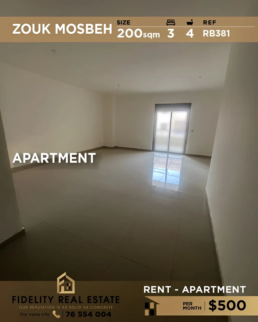 Apartment for rent in Zouk Mosbeh, Lebanon - 3 bed, 4 bath