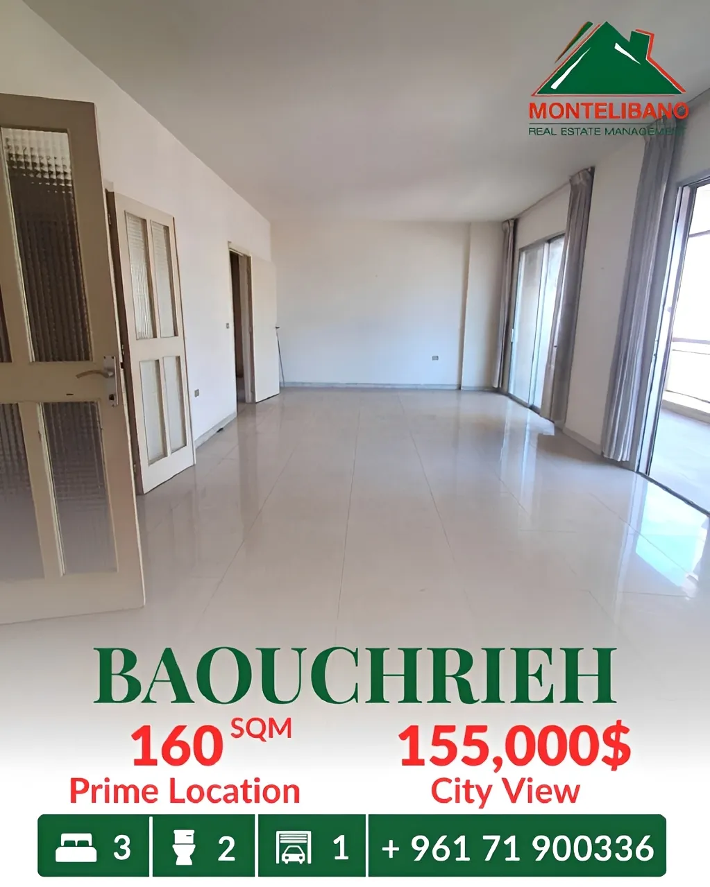 Apartment for sale in Baouchriyeh, Lebanon - 3 bed, 2 bath