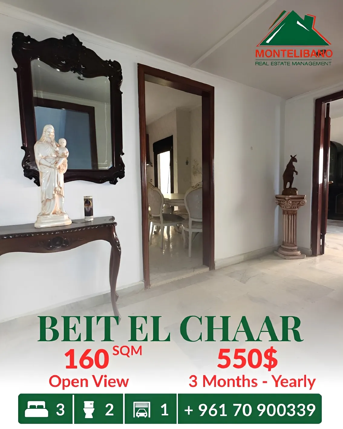 Apartment for rent in Beit El Chaar, Lebanon
