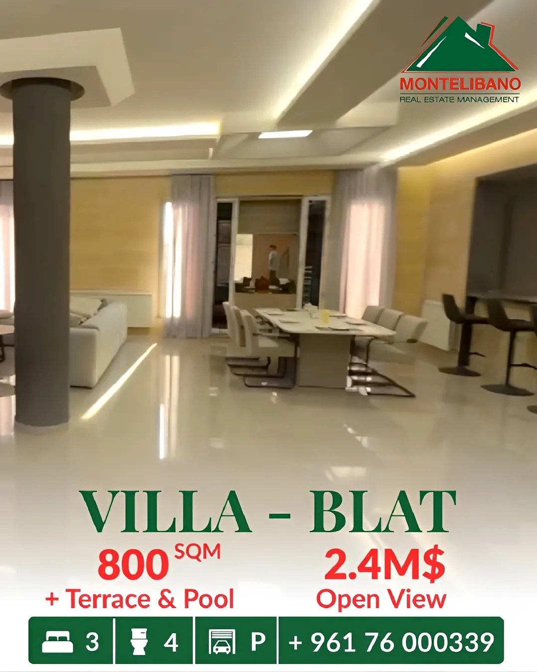 Villa for sale in Blat, Lebanon