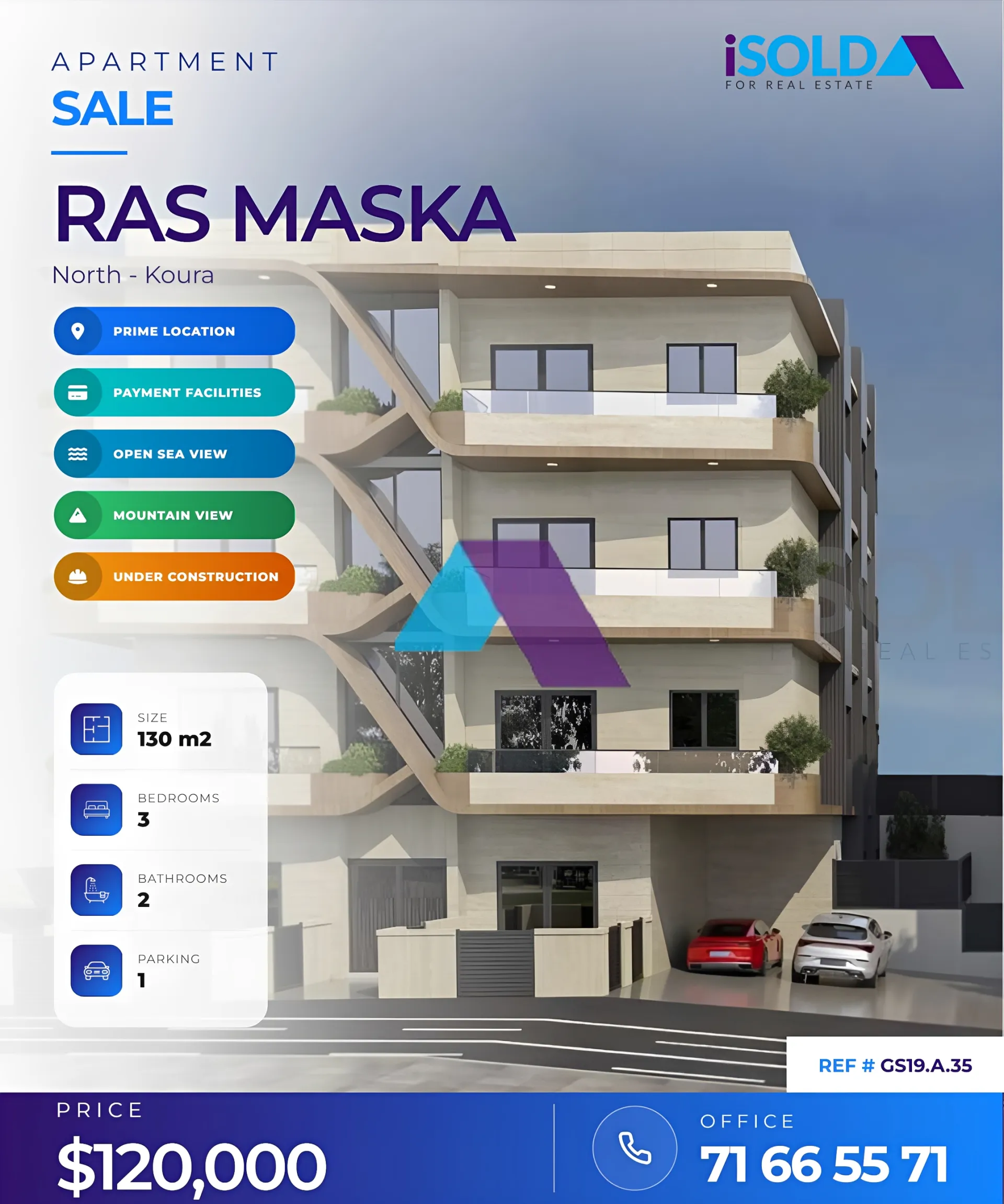 Apartment for sale in Ras Maska, Lebanon - 3 bed, 2 bath