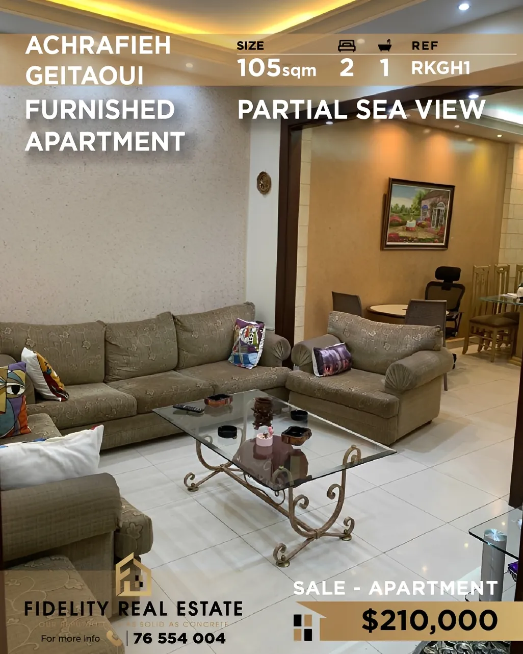 Apartment for sale in Achrafieh, Beirut, Lebanon - 2 bed, 1 bath