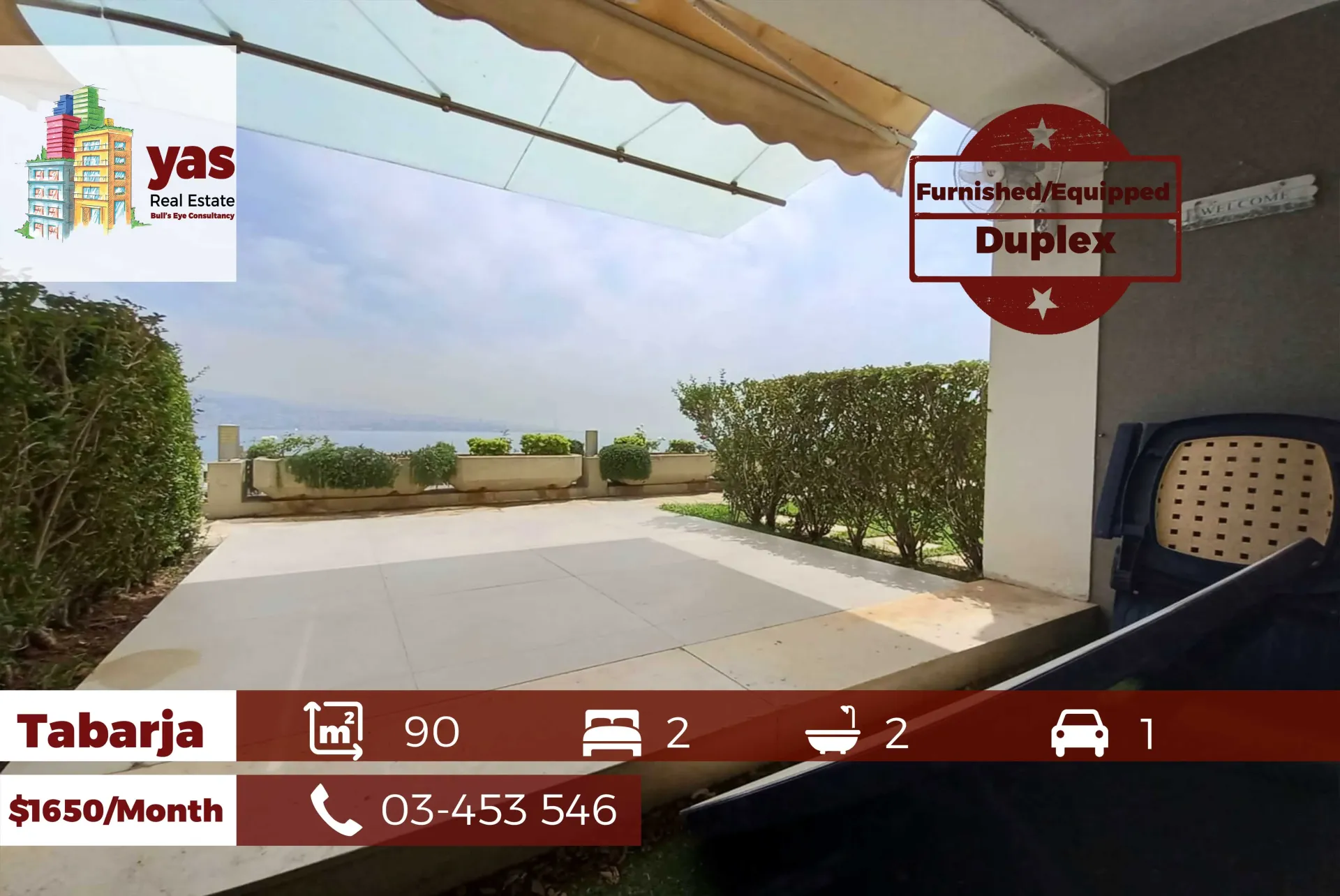 Apartment for Rent in Tabarja - 2 bed, 2 bath