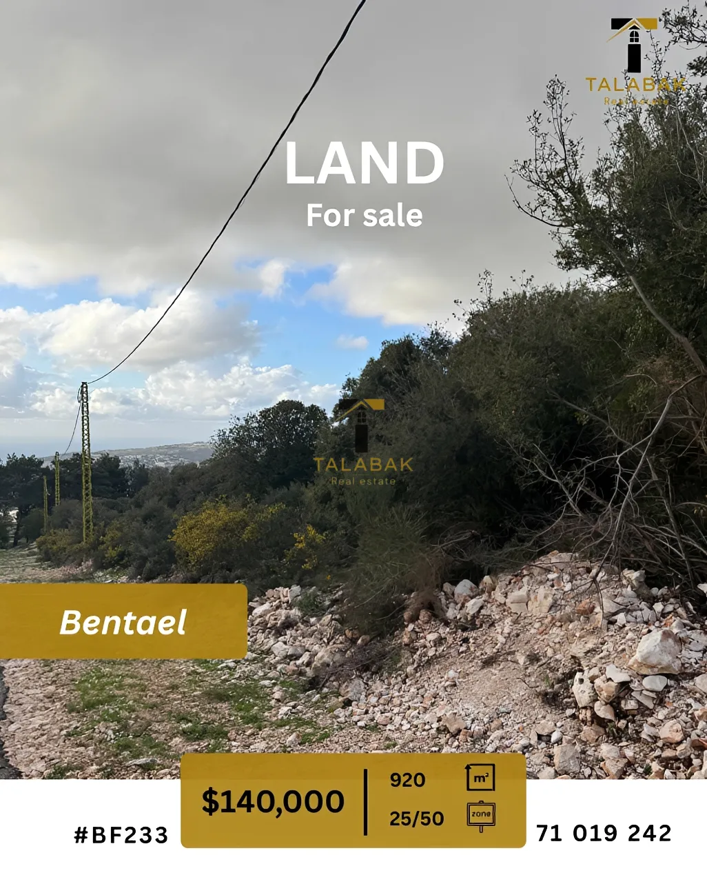 Residential Land for sale in Bentael, Lebanon