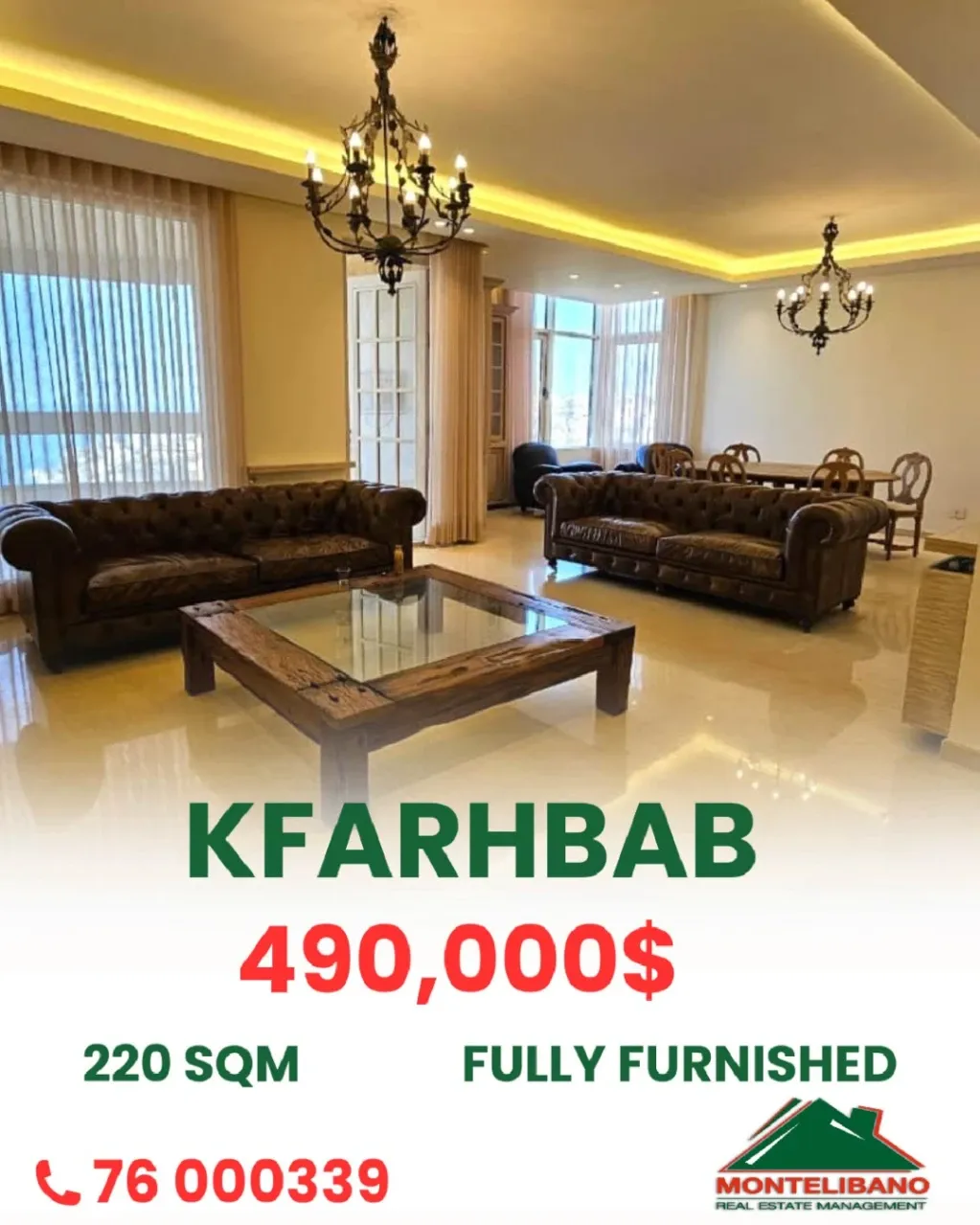 Apartment for sale in Kfar Hbab, Lebanon - 3 bed, 4 bath