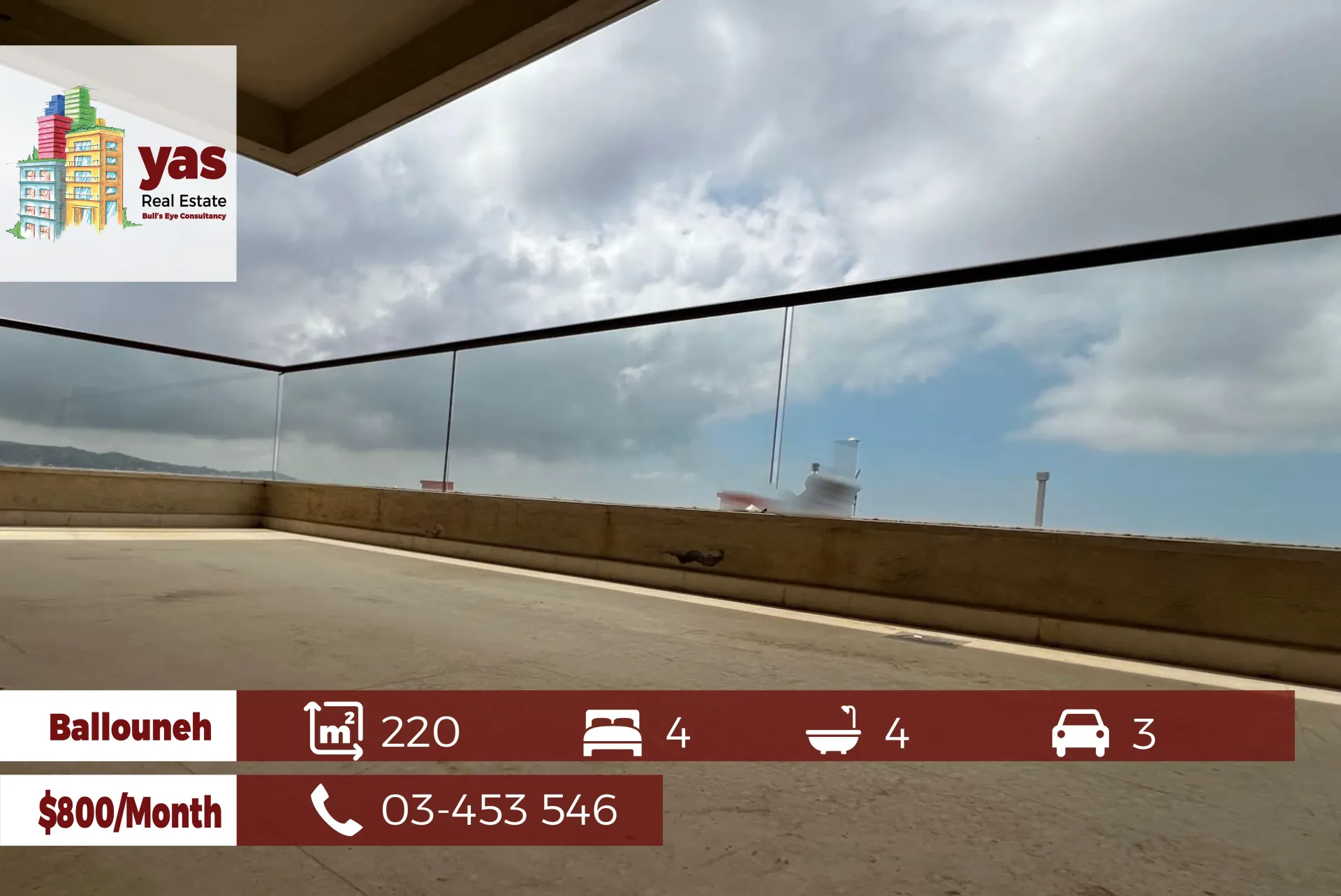 Apartment for Rent in Ballouneh - 4 bed, 4 bath